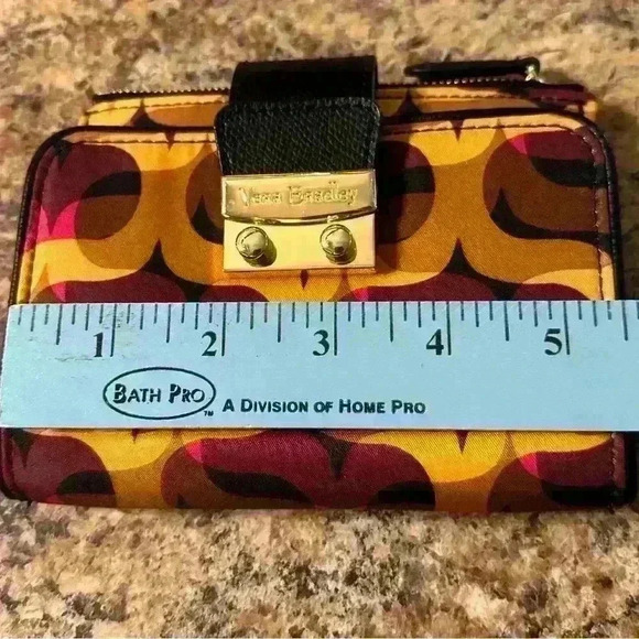 VERA BRADLEY Modern Lights Wallet. Pumpkin, Pink, Wine, And Black. Pinch Lock. - Picture 10 of 11